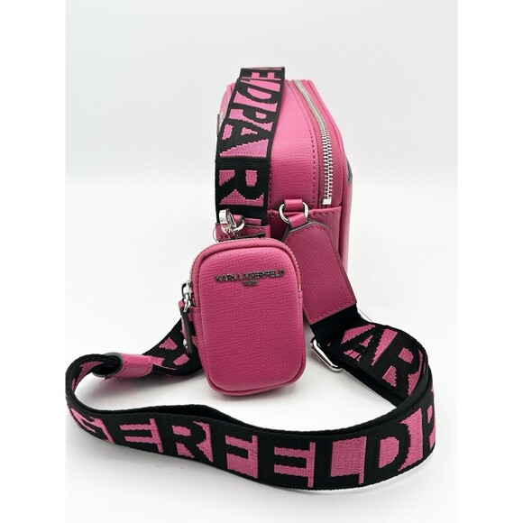 Karl Lagerfeld Crossbody Pink Maybelle Camera Bag Purse & Mini Wallet NWT - Picture 5 of 5